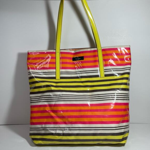 kate spade Handbags - Kate Spade Stripe Shoulder Bag Colorblock Orange Yellow Pink